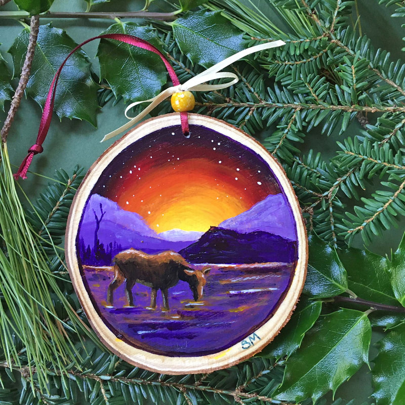 Wood Slice Holiday Ornaments - Susan Monty Fine Art