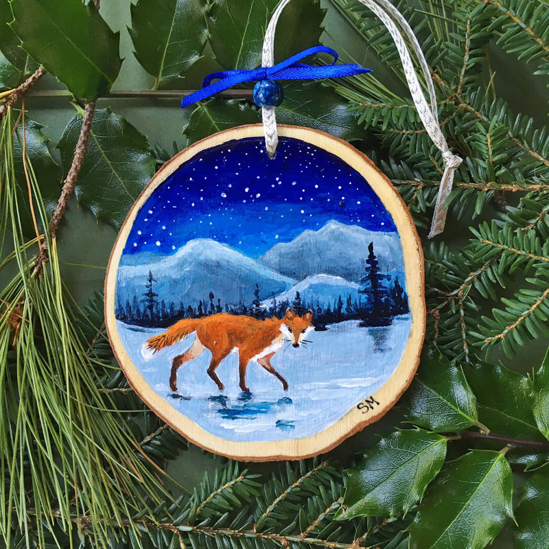 Wood Slice Holiday Ornaments - Susan Monty Fine Art